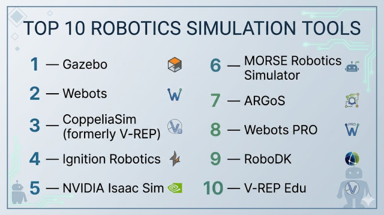 Top 10 Robotics Simulation Tools: Features, Pros, Cons & Comparison ...