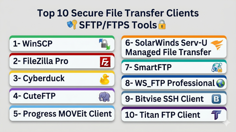 Top 10 Secure File Transfer Clients SFTP/FTPS: Features, Pros, Cons ...