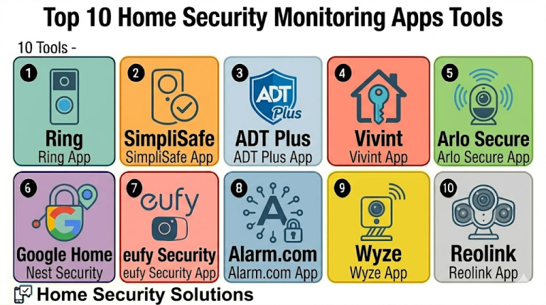 Top 10 Home Security Monitoring Apps: Features, Pros, Cons & Comparison ...